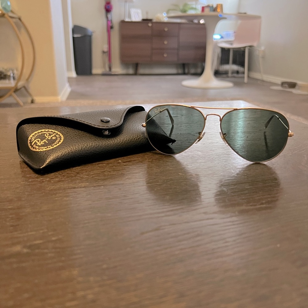 Ray Ban Classic Aviator X-L Gold Frame Black Lens